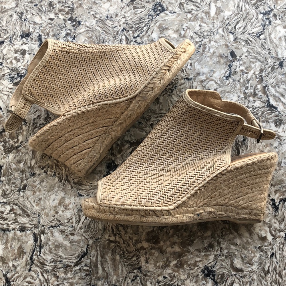 Wicker Cage Peep Toe Sandal Wedges